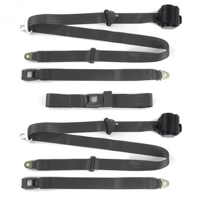 Chevy Impala 1971-76 std 3pt Charcoal Retractable Bench Seat Belt Kit - 3 Belts 