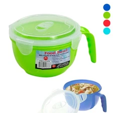 1 Microwave Bowl Vent Lid 28oz Plastic Soup Mug Containers Food Storage Freezer