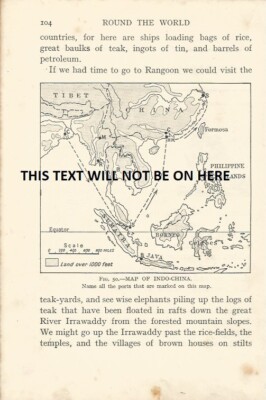 c 1930 MAP OF INDO CHINA   ILLUSTRATION PRINT