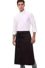 Unisex Bistro Chef Apron Black/White Pinstripe