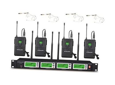 GTD Audio 4x800 Adjustable Channels UHF Diversity Wireless Cordless 4 Lav mic