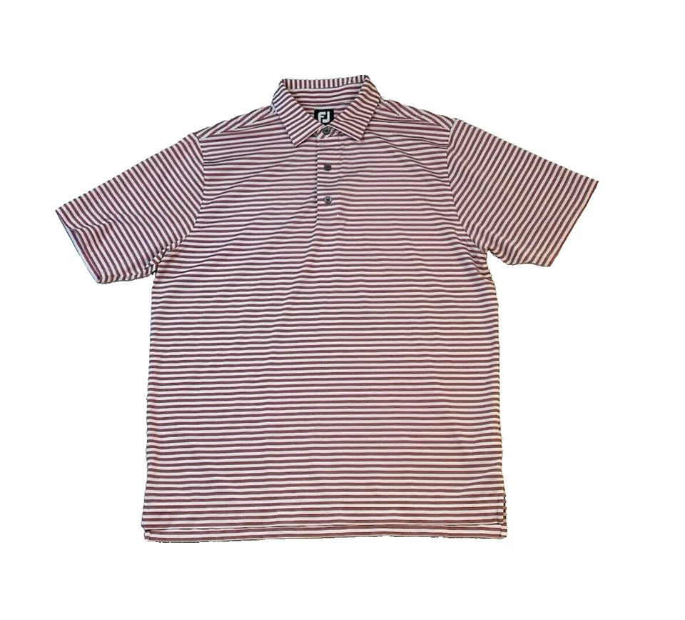 FJ FootJoy Hombres Golf Polo Rugby Manga Corta Rojo Rayas Camisa Talla Grande Foto 2 de 4