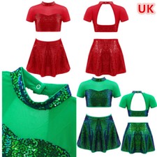 UK Girl's Sequins Jazz Tap Dance Dress Dancewear Halloween Fancy Cosplay Outfits