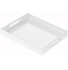 NIUBEE Acrylic Serving Tray 12x16 Inches -Spill Proof- White Decorative Tray ...