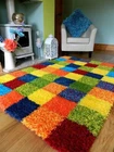 Luxury Colourful Patchwork Super Soft Long Pile Shaggy Rug Non Flaky Floor
