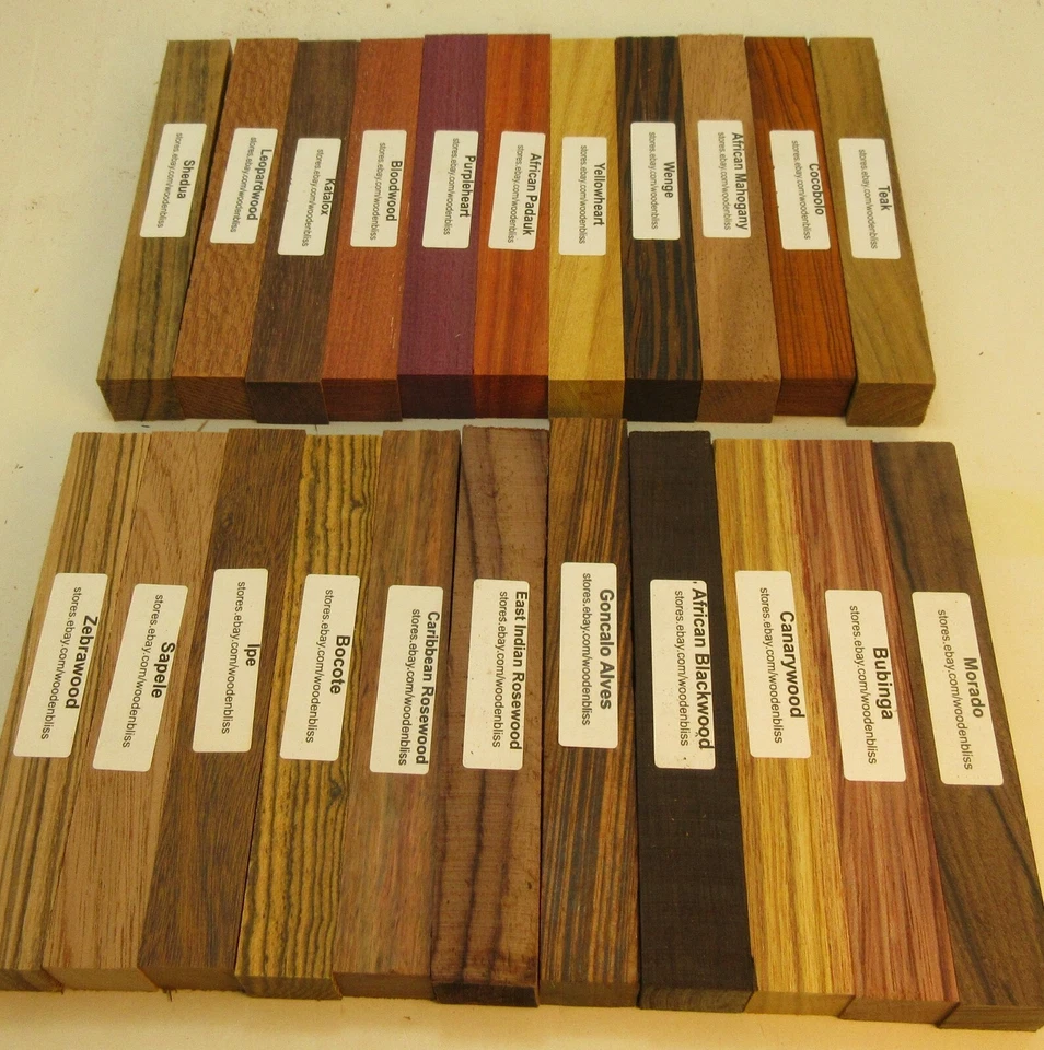 22 Different Exotic Wood Pen Blanks ¾”x5” Cocobolo, Zebrawood, Bocote M-22 - Image 4 of 4