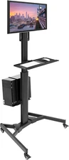 Rolling Stand Adjustable Mobile Desk Workstation with Monitor Mount & CPU Holder