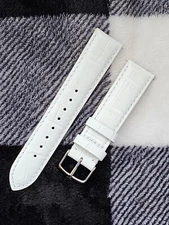 Vintage Leather Premium Replacement  Watch Strap Band 20mm White Mens Two Piece