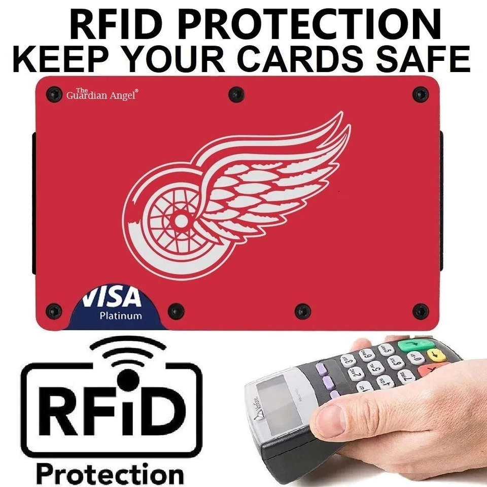 Бумажник с блокировкой радиочастотной идентификации Detroit Red Wings Guardian Angel титан углеродное волокно D7 - Изображение 2 из 4