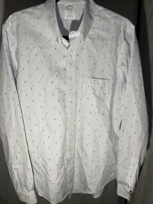 Brooks Brothers Milano Blue Paisley Men s 15.5 36 Long Sleeve Button Down Blue