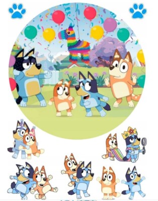 Essbar Bluey Fabel Bingo Tiere Tortenaufleger Torte Tortenbild Zuckerbild+ TEXT