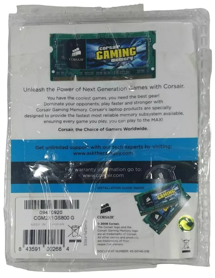 Corsair CGM2X1GS800 1GB Laptop Gaming DDR2 Memory Upgrade - Image 3 of 4