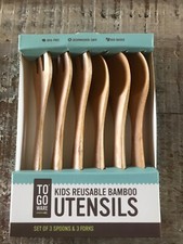 Bamboo Cutlery Set tiny kids toddlers travel safe Fork Spoon bpa free new gift