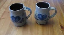 2 Tankard Mugs Salt Glazed Stoneware by Rowe Pottery Works Cambridge, WI 1993