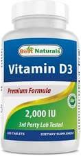 Best Naturals Vitamin D3 2000 IU 100 Tablets