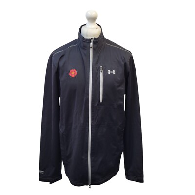 Under Armour Sportjacke schwarz hochgeschlossen durchgehender Reißverschluss Herren UK Größe L DD353