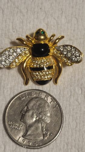 MFA Museum of Fine Arts Boston Bee Brooch 1993 Rhinestone Enamel Gold Pin. 1C3 - Picture 2 of 7