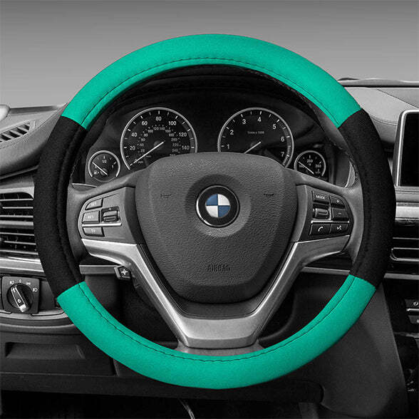 FH Group Cloth Car Steering Wheel Cover for Sedan, SUV, Van, Fits 14.5