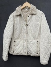 Barbour Philli Quilted Jacket Cream Faux Fur Lining Women 10 (small More Like 8)