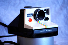 2 polaroid one step instant cameras rainbow stripe untested both cameras