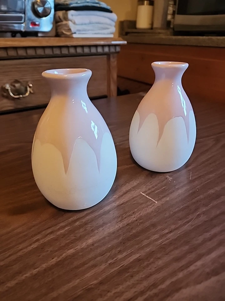 Par de floreros suaves rosa y blanco Isaac Mizrahi Loves XO Sienna 6" sumergidos a mano Foto 2 de 4