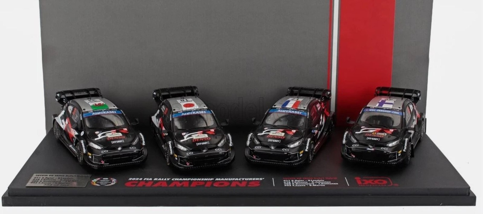 Pack 4 Voitures Toyota GR Yaris Rally1 Hybrid IXO 1/43 : Collection Miniature Rallye 2024