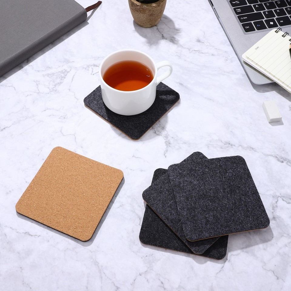 See More Css 8 Pcs Absorbent Felt And Cork Square Shape For Coffee And Office | eBay ...
