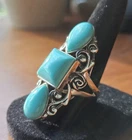 Vintage CFJ Signed Howlite 925 Sterling Silver Rose and Vine Setting Size 9