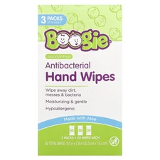 Antibacterial Hand Wipes, Alcohol Free, 3 Packs, 20 Wipes Each