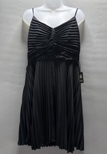 New Express Black V-neck Pleated Lined Mini Dress Size L NWT 88$ Msrp