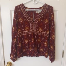 IDYLLWIND Miranda Lambert Women's Viscose Floral Boho Peasant Country Top S