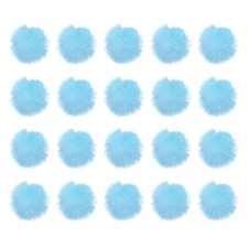 20Pcs Fluffy Soft Faux Fur Pom Poms for Hats with Elastic Loop, Sky Blue