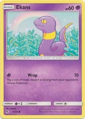 Ekans - 25/68 - Common (Damaged) Hidden Fates - Psychic Pokémon