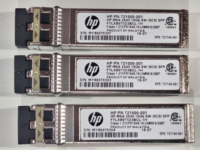 Original HPE 721000-001 721748-001 MSA 2040 10Gb iSCSI SFP+ 3er Pack C8R25A