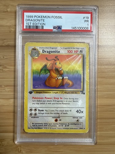 Dragonite (1st Edition) graded PSA 1 for sale on eBay