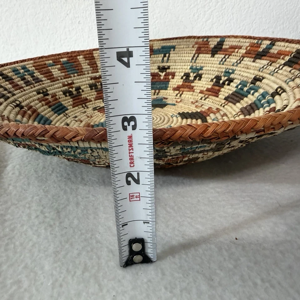 "Cesta africana tribal de hierba marina enrollada tejida a mano vintage arte de pared 14""" Foto 3 de 4