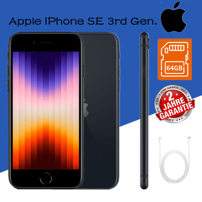 NEU Apple iPhone SE 3rd Gen. - 64GB Midnight (Ohne Simlock)  24 Monate Garantie