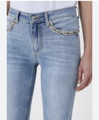 Liu Jo Women's Blue Light High Rise Skinny Stretch Rhinestone Jeans Sz 27 NWT