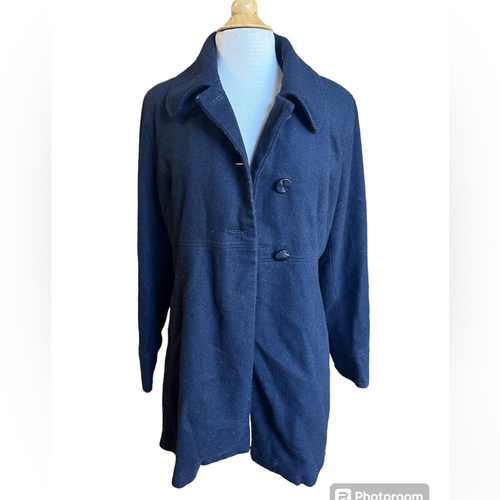 Apt. Abrigo de invierno chaquetón negro lana talla 9 botones ajustados cuello - Imagen 2 de 8