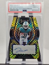 2021 Select Jaylen Waddle #RSJWA Rookie Sig. Die-cut Gold Prizm /10 PSA 10