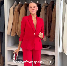ZARA NEW WOMAN TAILORED SHOULDER PAD BLAZER JACKET RED XS-XL 2396/593/600