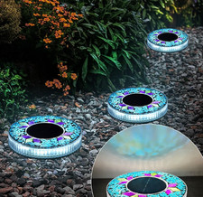 Mosaic Solar Disk Light,Waterproof Outdoor Glass LED Garden Stake Lighting