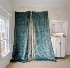 2 set 115x50 French Velvet timeworn Curtains Aqua Teal Faded Heavy Vintage Drap