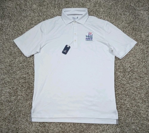 Johnnie O Performance Birdie Polo Shirt Mens Medium White Golf UPF 50 NEW - 第 1/7 張圖片