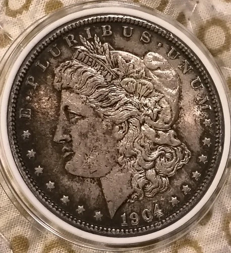 Gorgeous!! 1904 P Naturally Toned Morgan Silver Dollar.  Beautiful!! Au/UNC Coin