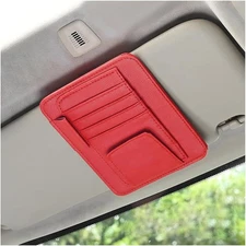 PU Leather Car Sun Visor Organizer Pouch Bag Multiple Pocket Card Storage Holder