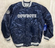 Dallas Cowboys Satin Starter REVERSIBLE Blue Silver Jacket New Mens Size 5XL