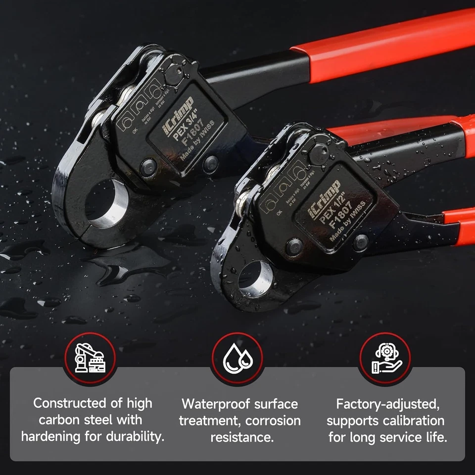 iCrimp Angle Head F1807 PEX Pipe Crimping Tool for Copper Rings - 1/2&3/4-inch T - Image 2 of 4