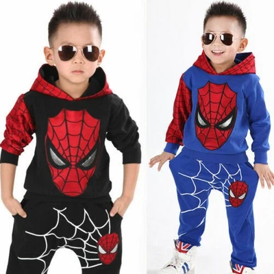 MARKENLOS Boy Hoodie Trainingsanzug Joggers Hosen Kleidung Weiches Outfit Spiderman Kids