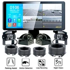 Panorama 10.36" Quad Monitor 360° Parking System DVR Backup HD Cameras Truck RV